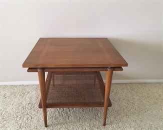 John Widdicomb Walnut End Table w/ Cane Detail