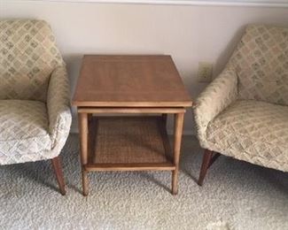 Vintage Mid-century Armchairs w/ John Widdicomb end table 