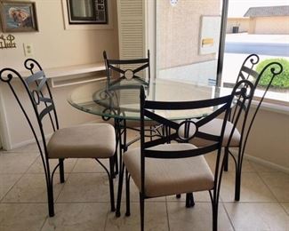 Beveled Glass/Metal Dinette w/ 4 Chairs