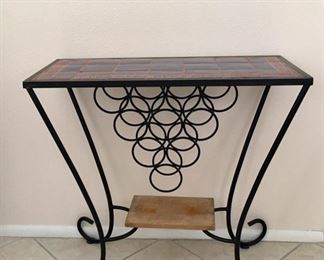 Wrought Iron Wine Storage Console Table
