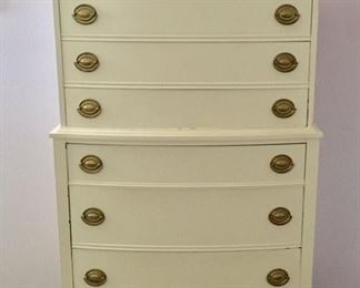 White Painted Mahogany  High Chest