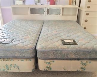 American Colonial White Painted Wood Headboard