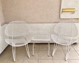 White Metal Mesh Rocking Chairs