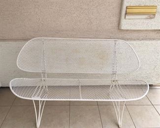 White Metal Mesh Love Seat