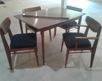 Mid Century modern dining table, leaf, 6 chairs