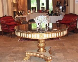 Fabulous Gilt w/ Marble Top Entry Table w/ Meissen  Centerpiece