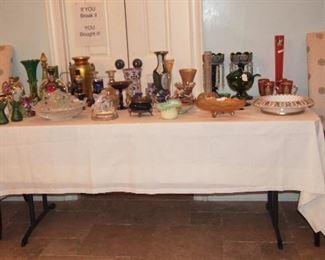 Fabulous Table of Steuben, Case Glass, Victorian Art Glass, Carnival Glass, Nippon, Belleek and more
