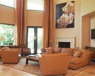 Fine Leather Sectional Sofa & Chairs