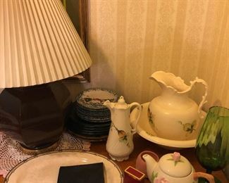 Collectible Pitcher and Bowl Set, Teapots, Table Lamp and More!
