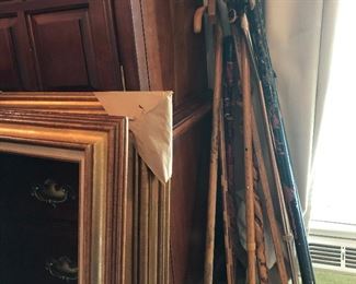 A Glimpse of a Few of the Many, Many Quality Picture Frames available at this Estate plus part of a Wonderful Walking Cane Collection!
