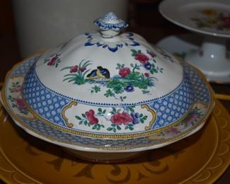 Gorgeous Antique Covered Dish, Booths, Silicon China, England, "Chester" R N 660099