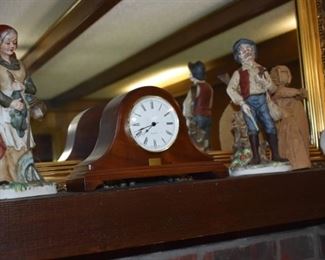 Antique Napoleon Mantle Clock  and Figurines