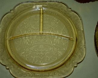 Divided Green Depression Glass Plate