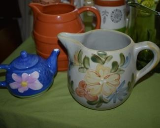 Vintage Pottery Pitchers and Teapot