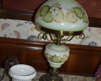 Antique Lamp with Hand Painted Globe and Base