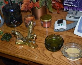 Loads of Collectibles here from all Brass Bird Candle Holder to Vintage Ash Trays 