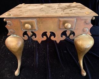 15. Antique Copper Fireplace Warming Stool (19" x 14" x 12")