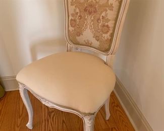 1. 11 French Provincial Upholstered Dining Side Chairs (21'' x 18'' x 38'') 2. Pair of French Provincial Upholstered Dining Arm Chairs (25'' x 20'' x 36'')