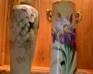 14. Kimmel Porcelain Vase w/ Iris & Gold Accent Vienna (10'')
15. Nippon Handpainted Porcelain Vase w/ Grapes (13'')