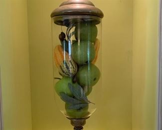18. Pair of Lidded Glass & Metal Jars w/ Fluer-de-Lis Decoration (28'')