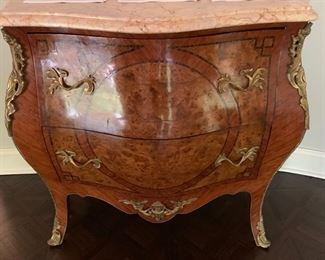 52. Antique Inlayed Bombay 2 Drawer Marble Top Chest (41'' x 19'' x 45'')