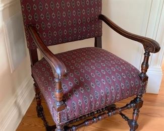 58. Pair of Turn Leg Upholstered Arm Chairs w/ Nailhead Detail (24'' x 21'' x 40'')