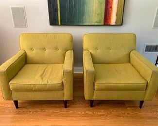 64. Pair of Better by Design Tufted Back Chartruese Contemporary Armchairs (35'' x 37'' x 33'')