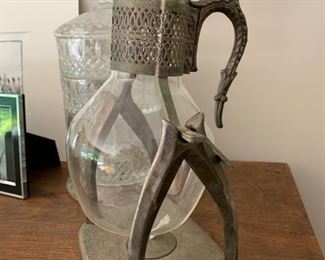 70. Metal & Glass Antique Coffee Warmer (13'')