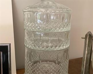 69. 3 Tier Crystal Lidded Container (14'')