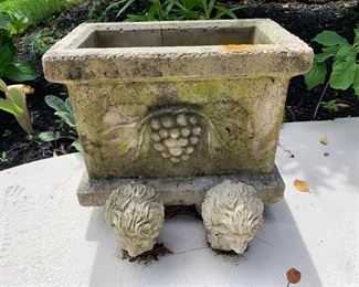 79. Cement Planter w/ Grape Motif (17'' x 8.5'' x 10'')