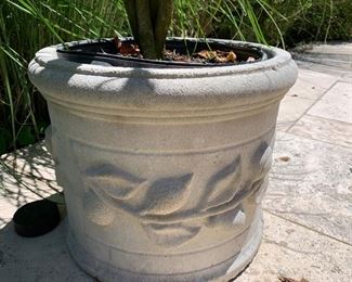 83. Cement Planter w/ Lemon Motif (15'' x 15'' x 12.5'')