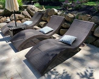 85. 6 All Weather Wicker Chaise Lounge Chairs (26'' x 78'' x 33'')