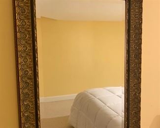 102. Wood Carved Silver Beveled Mirror (19'' x 23'')