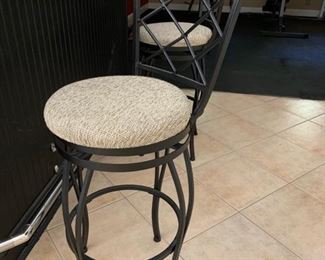 97. 3 Metal Upholstered Swivel Bar Stools (17'' x 43'' x 29'')