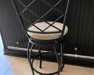 97. 3 Metal Upholstered Swivel Bar Stools (17'' x 43'' x 29'')