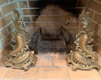 113. Brass Ornate Andirons (17'')