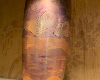 114. Glass Vase w/ Gold Overlay (18'')