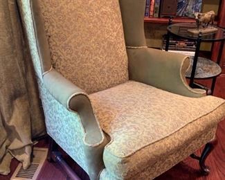 108. Wingback Armchair w/ Contrasting Upholstry (32'' x 32'' x 43'')
