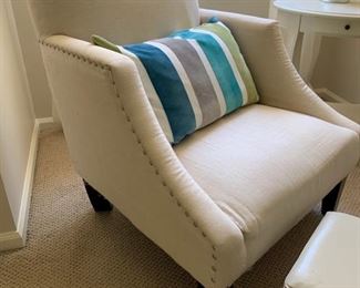 142. Linen Armchair (31'' x 29'' x 37'')
