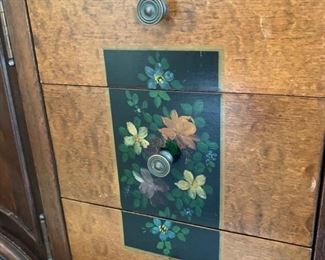 155. Inlayed Handpainted Womans Chest (40'' x 21'' x 59'')