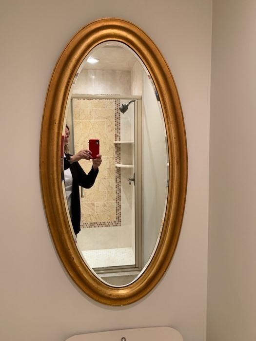 169. Oval Gold Leaf Beveled Mirror (24'' x 48'')