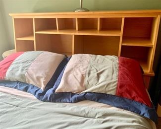 4. Pottery Barn Solid Maple Queen Bed Frame w/ Storage Headboard (64" x 17" x 48")