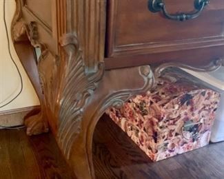 13. Marble Mosiac Inlay 3 Drawer Desk w/ Carved Ball & Claw Legs (60" x 30" x 32")