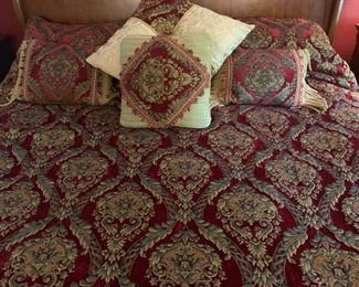 Custom Red Brocade King Bedding