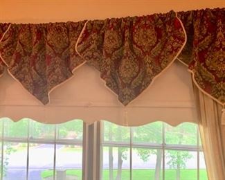 Custom Red Brocade Valence