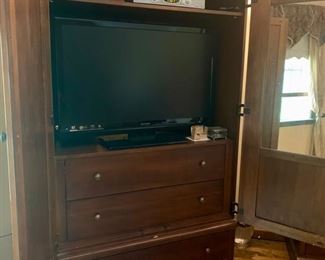 15. Stanley Dark Stained Maple Armoire (45" x 22" x 78")