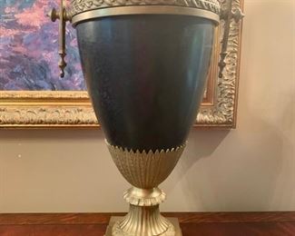 21. Pair of Brass & Blackened Bronze Urns (12" x 21")