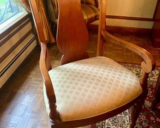 22. Stanley Inlay Dining Table w/ 2-24" Leaves (76" x 46" x 30")
23. 8 Stanley Dining Chairs w/ Upholstered Seats, 2 Arm Chairs (24" x 22" x 41") & 6 Side Chairs (22" x 20" x 41")