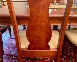 22. Stanley Inlay Dining Table w/ 2-24" Leaves (76" x 46" x 30")
23. 8 Stanley Dining Chairs w/ Upholstered Seats, 2 Arm Chairs (24" x 22" x 41") & 6 Side Chairs (22" x 20" x 41")