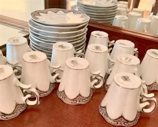34. Y Collection Demi Tasse Cups and Saucers, Set of 12
